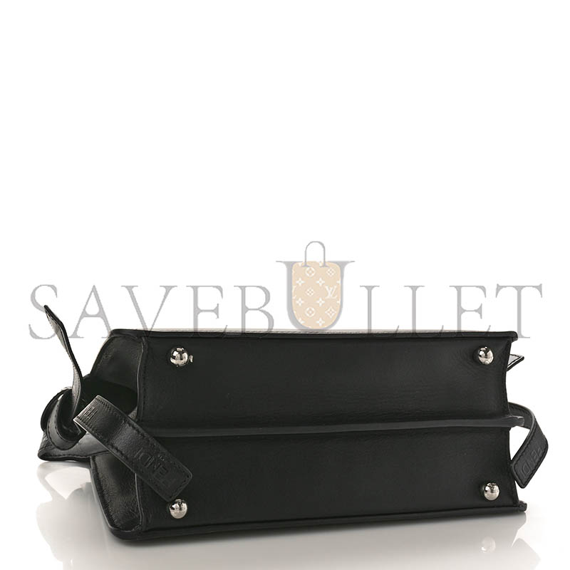 F**di vitello seta shiny nappa logo embossed laces small peekaboo i see u satchel black (27*20*11cm)